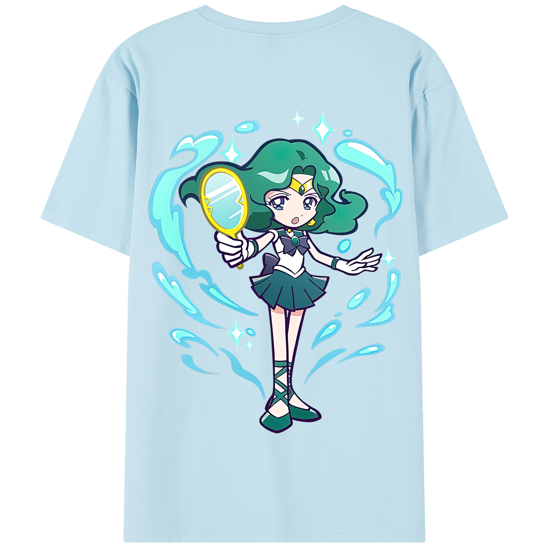 （画像用） 美少女戦士セーラームーン 海王 みちる（かいおう みちる） Sailor Moon Kaiou Michiru 綿100％半袖Tシャツ（背面プリント）